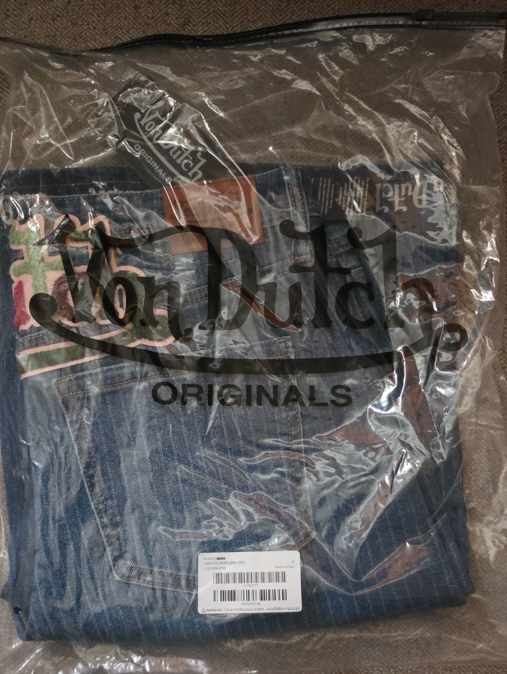 Von Dutch Blue Denim Jeans with Colorful Embroidery